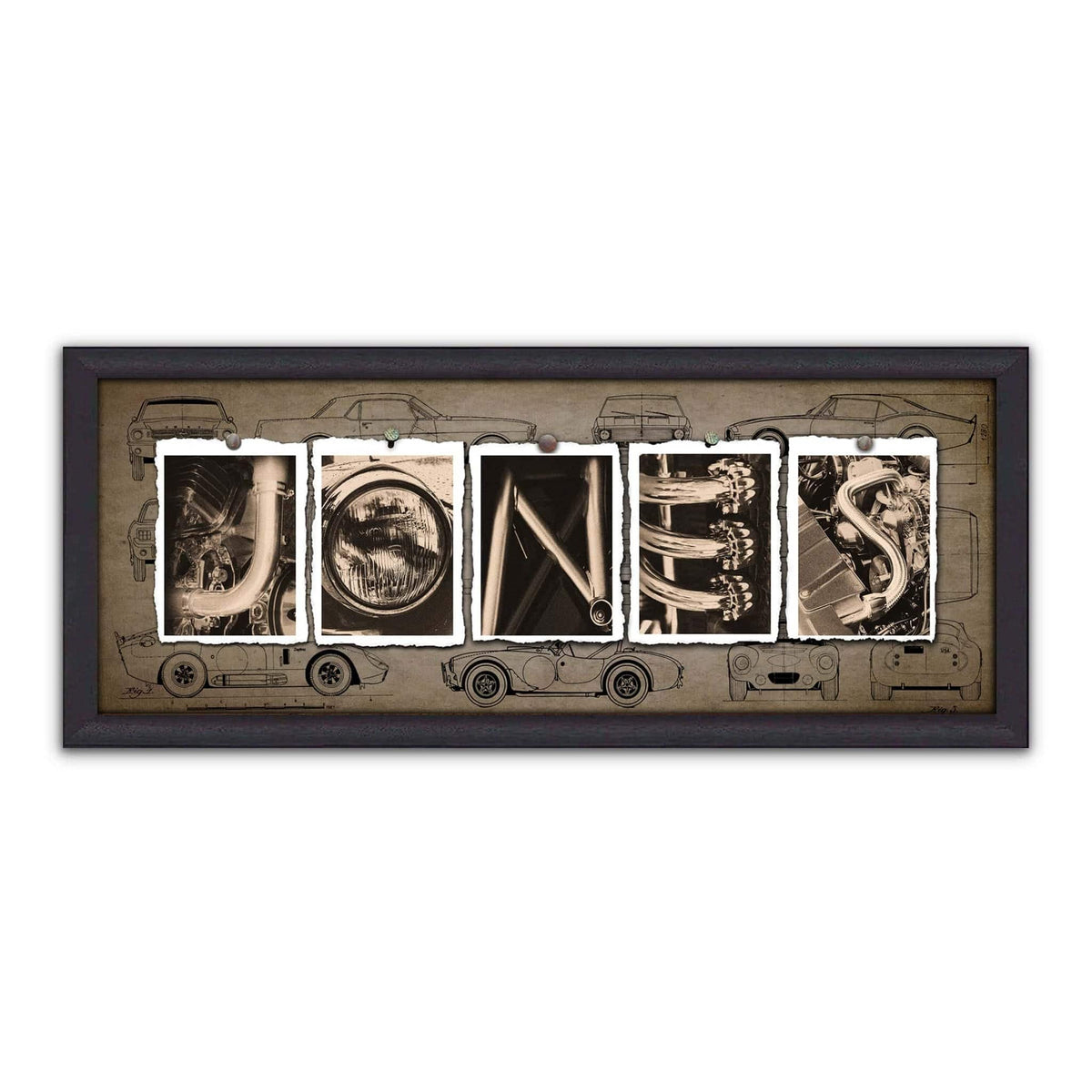 Personalized Name Art Canvas with Vintage Car theme 