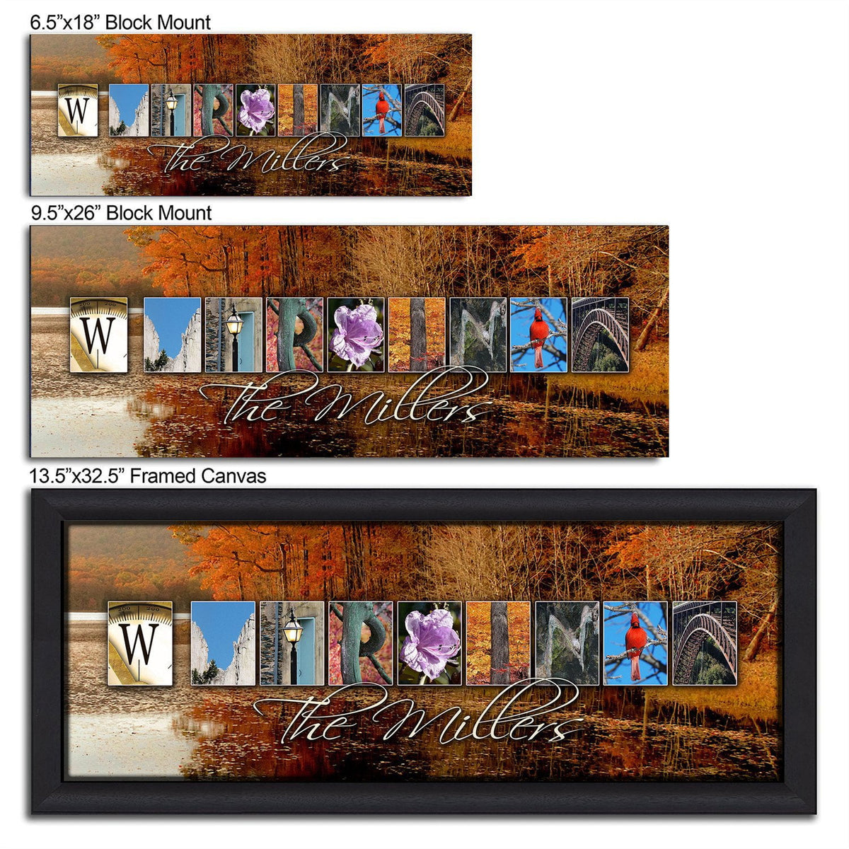West Virginia personalized gift size chart