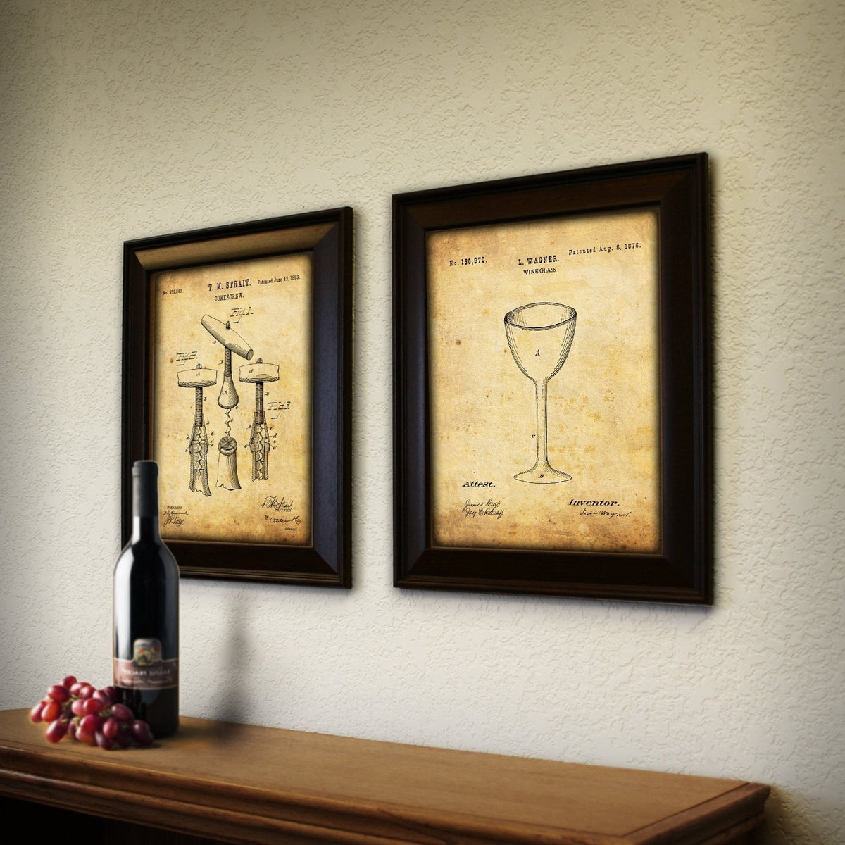 US Patent drawing art Wine glass decor from Personal-Prints