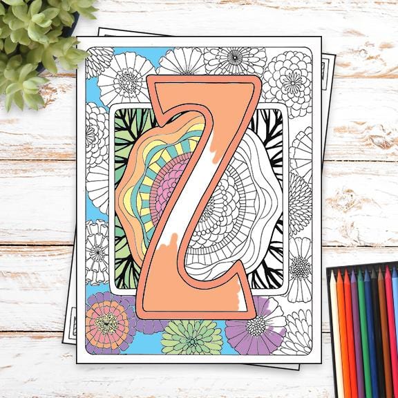 Monogram Coloring Page and Frame Kit - Z