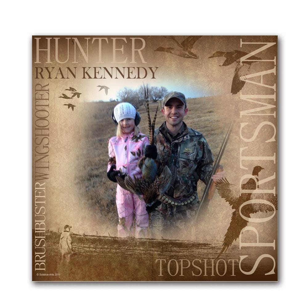 Personalized waterfowl bird hunting/ sportsman art print using your name and your photograph- wood block mount 