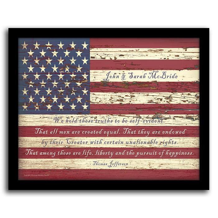 Personal-Prints art 12.5"x15.5" Framed Canvas American Flag