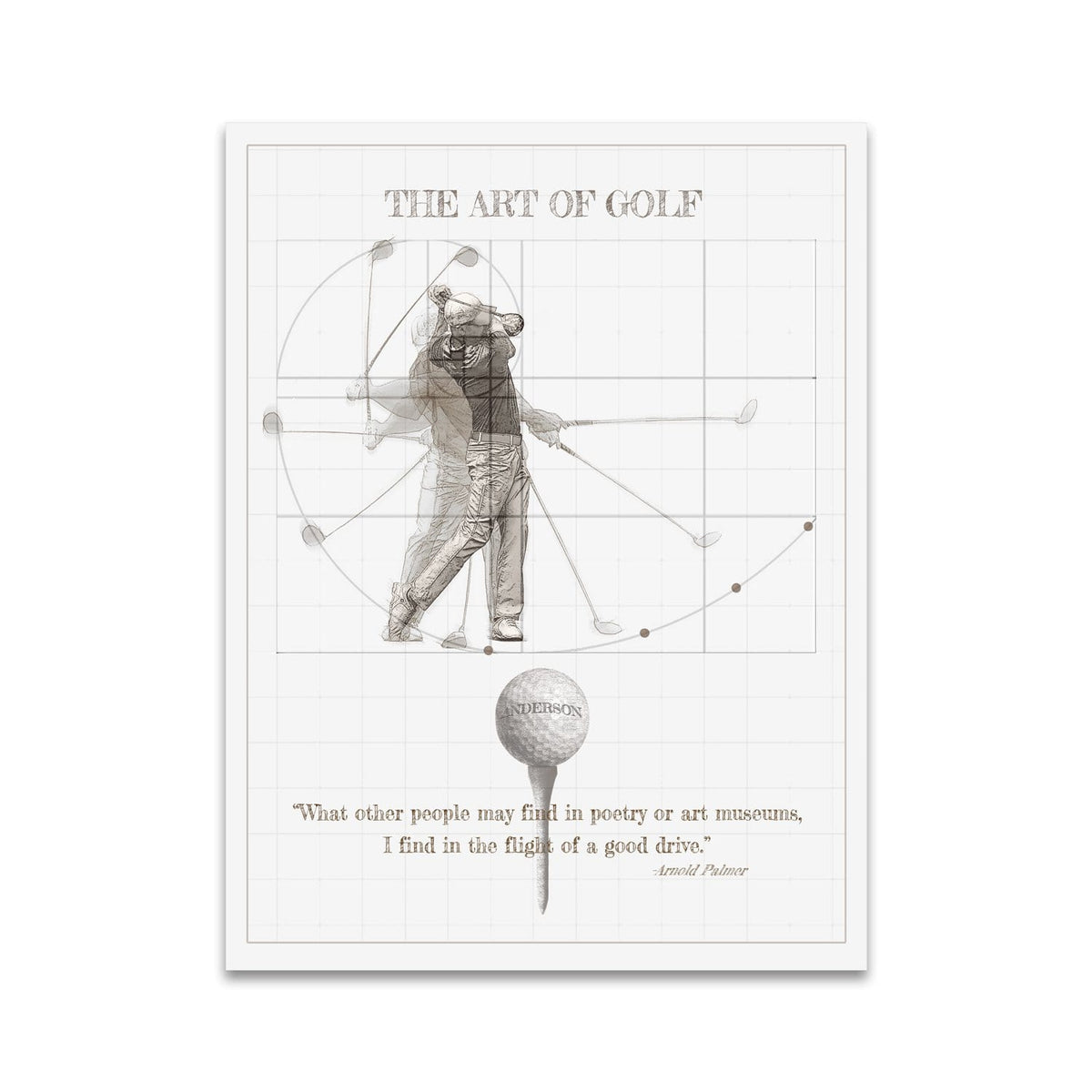 Personal-Prints art 11"x14" Block Mount Arnold Palmer Quote - The Art of Golf