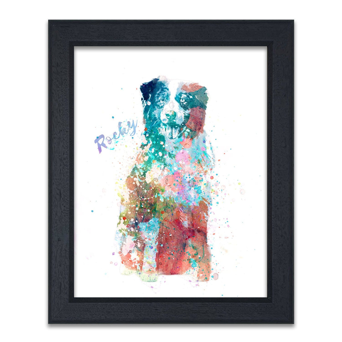 Personal-Prints art 14"x17" Under Glass Australian Shepherd Watercolor Print