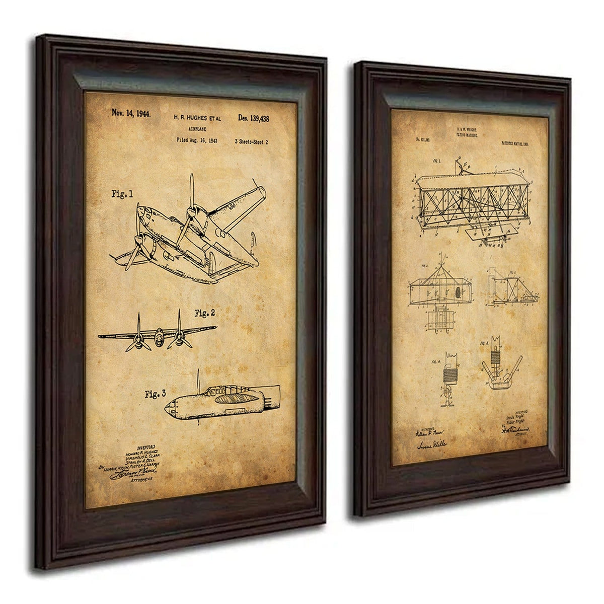 Personal-Prints art 2 Piece Set (planes) Aviation - Patent Art