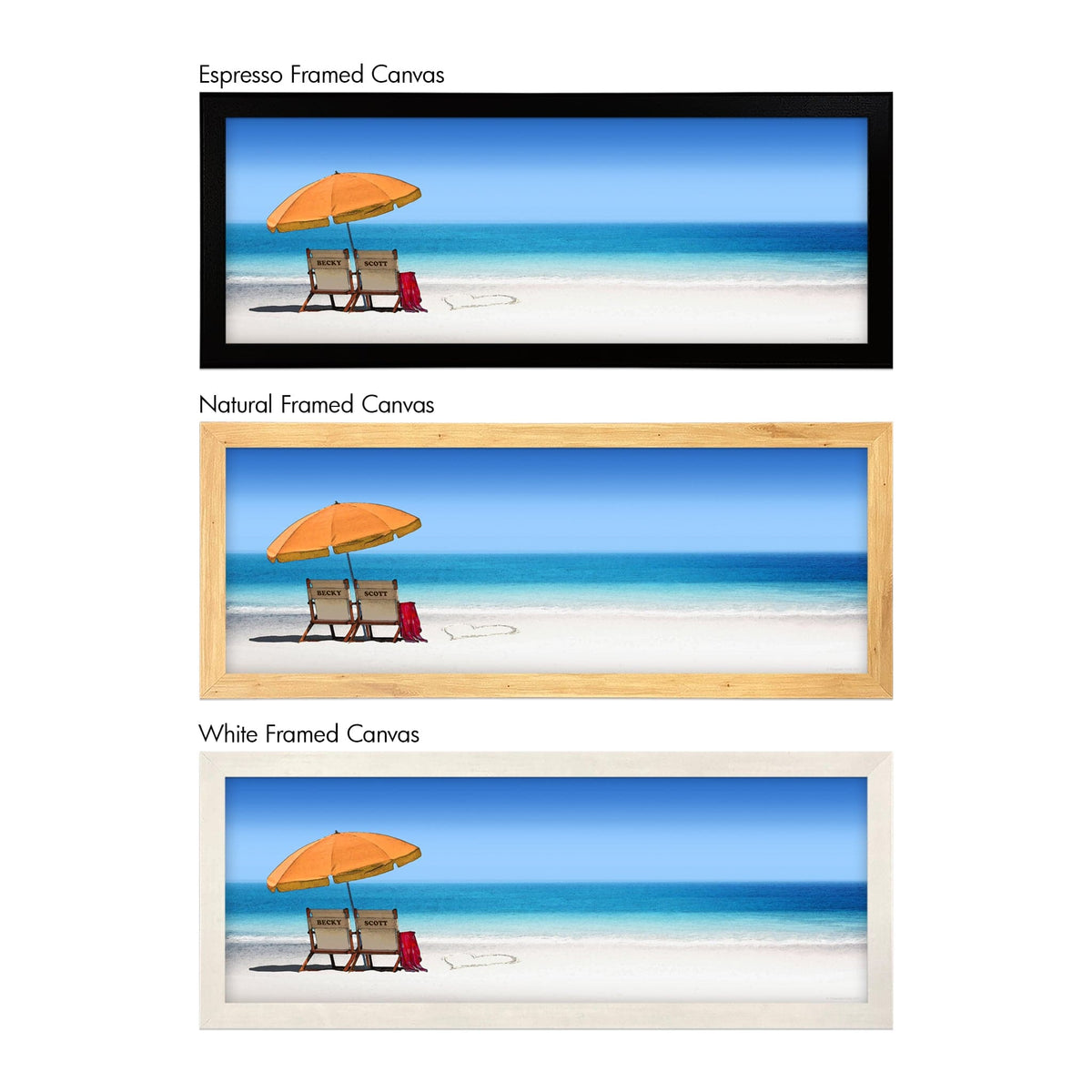 Personal-Prints art 13.5"x32.5" Framed Canvas (Espresso) Beach Lovers