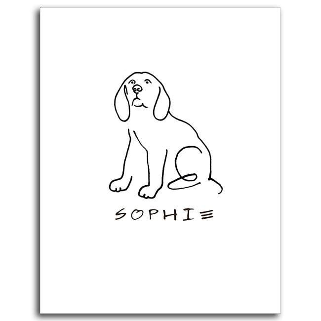Personal-Prints art 6"x8" Mini Block Mount Beagle Dog Line Drawing