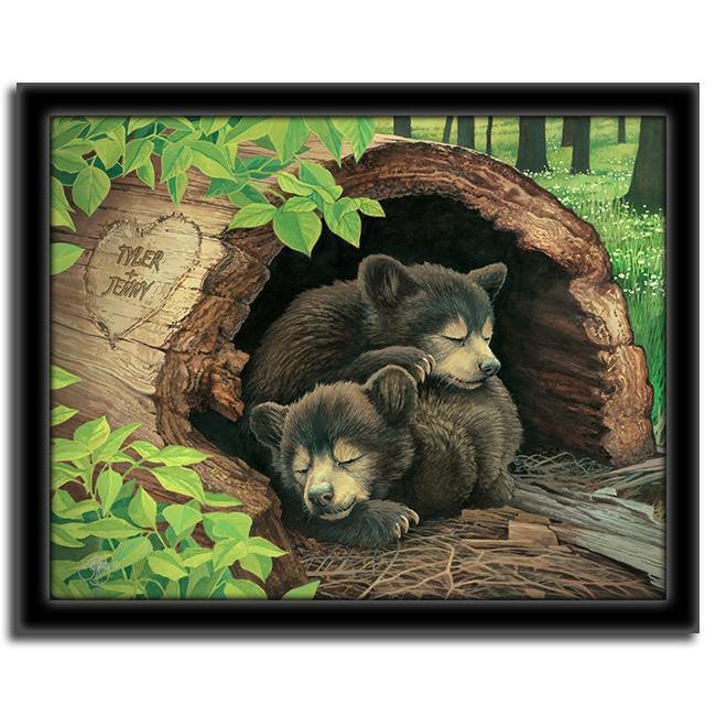 Personal-Prints art 12.5"x15.5" Framed Canvas Bear Cubs