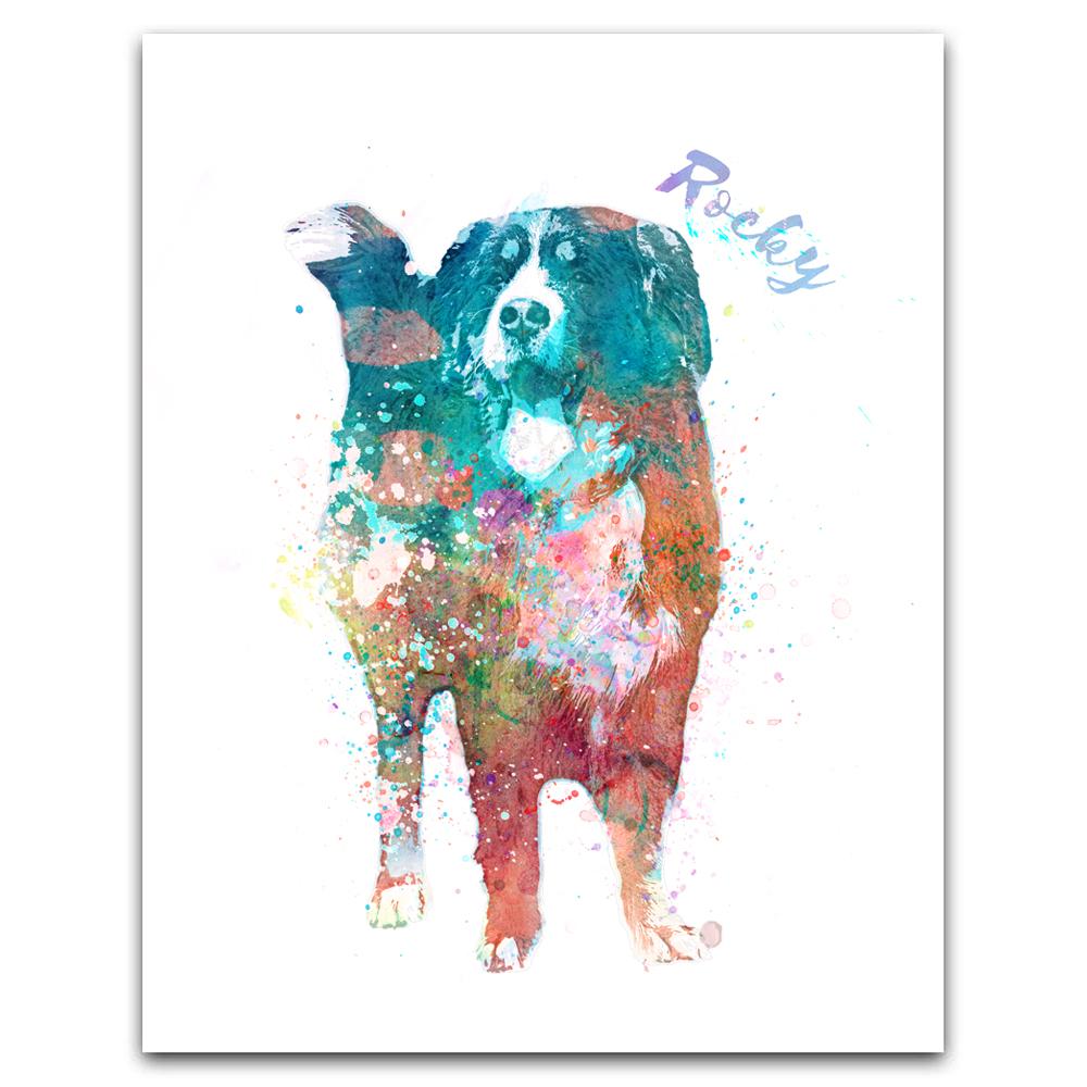 Personal-Prints art 6"x8" Block Mount Bernese Mtn. Dog Watercolor Print