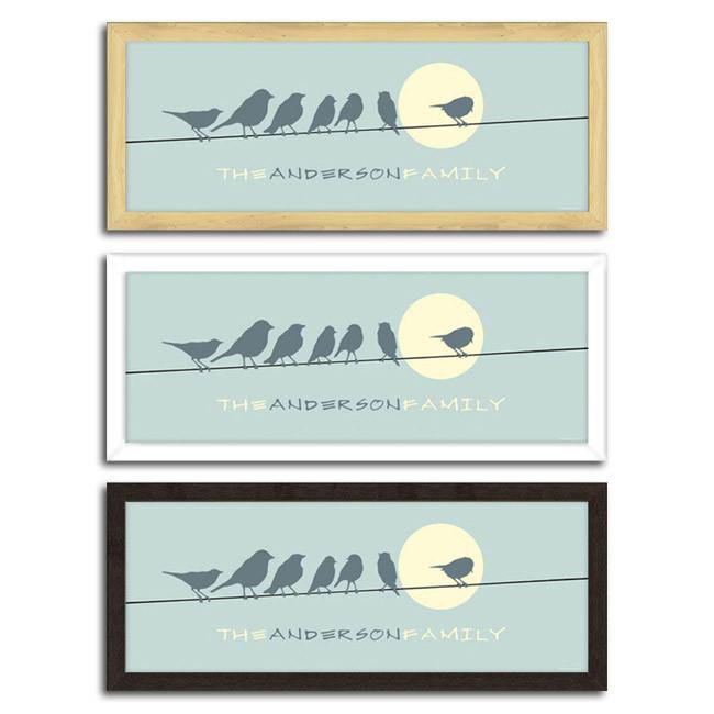 Personal-Prints art 13"x32" Canvas (Natural Frame) Birds on a Wire