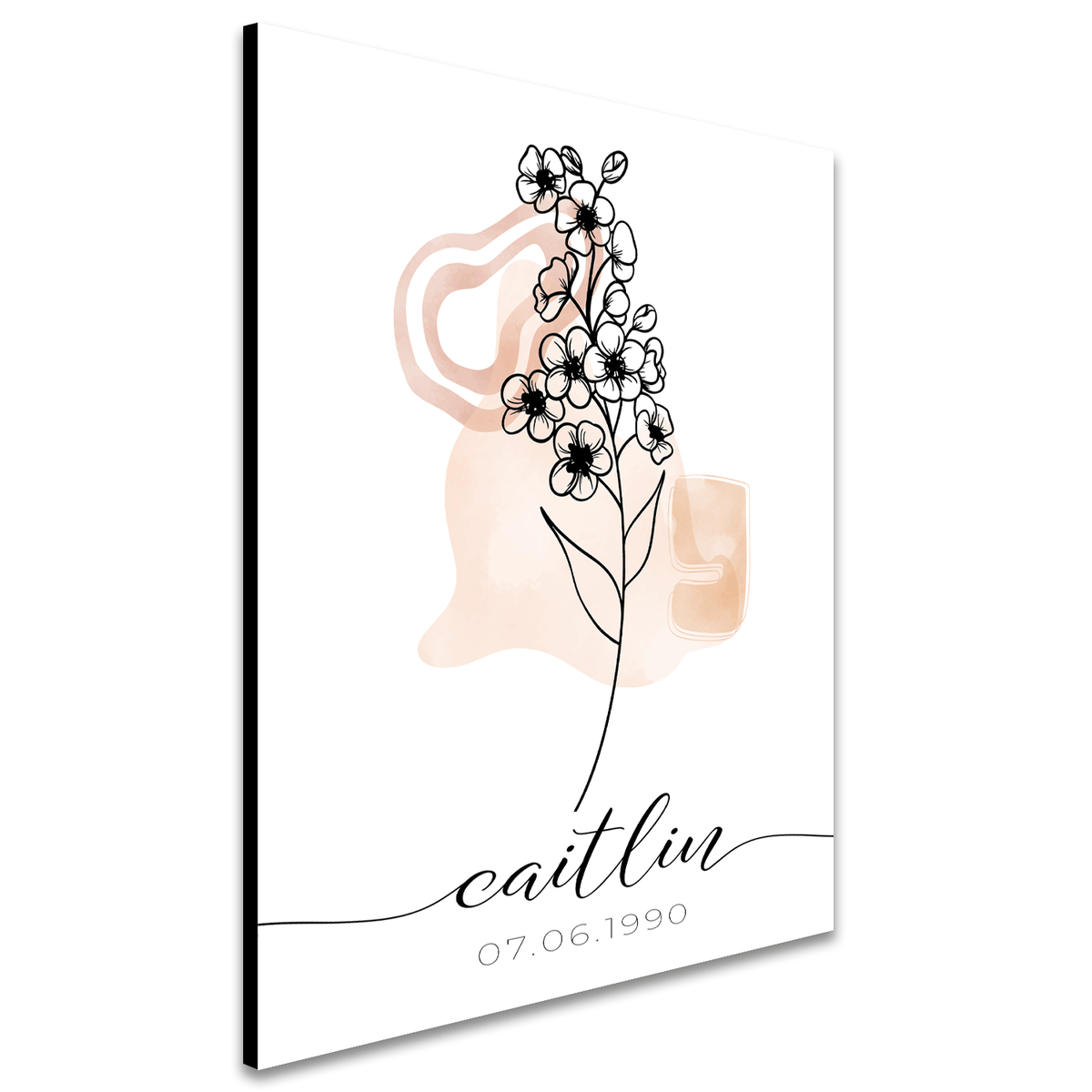 Personal-Prints art 6"x8" Block Mount Boho Birth Month Flowers
