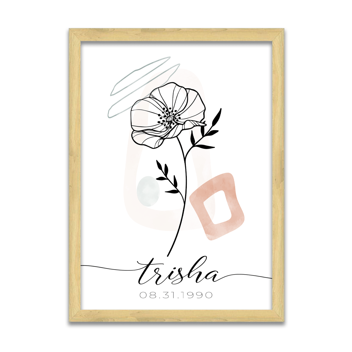 Personal-Prints art 12.5"x15.5" Framed Canvas Boho Birth Month Flowers
