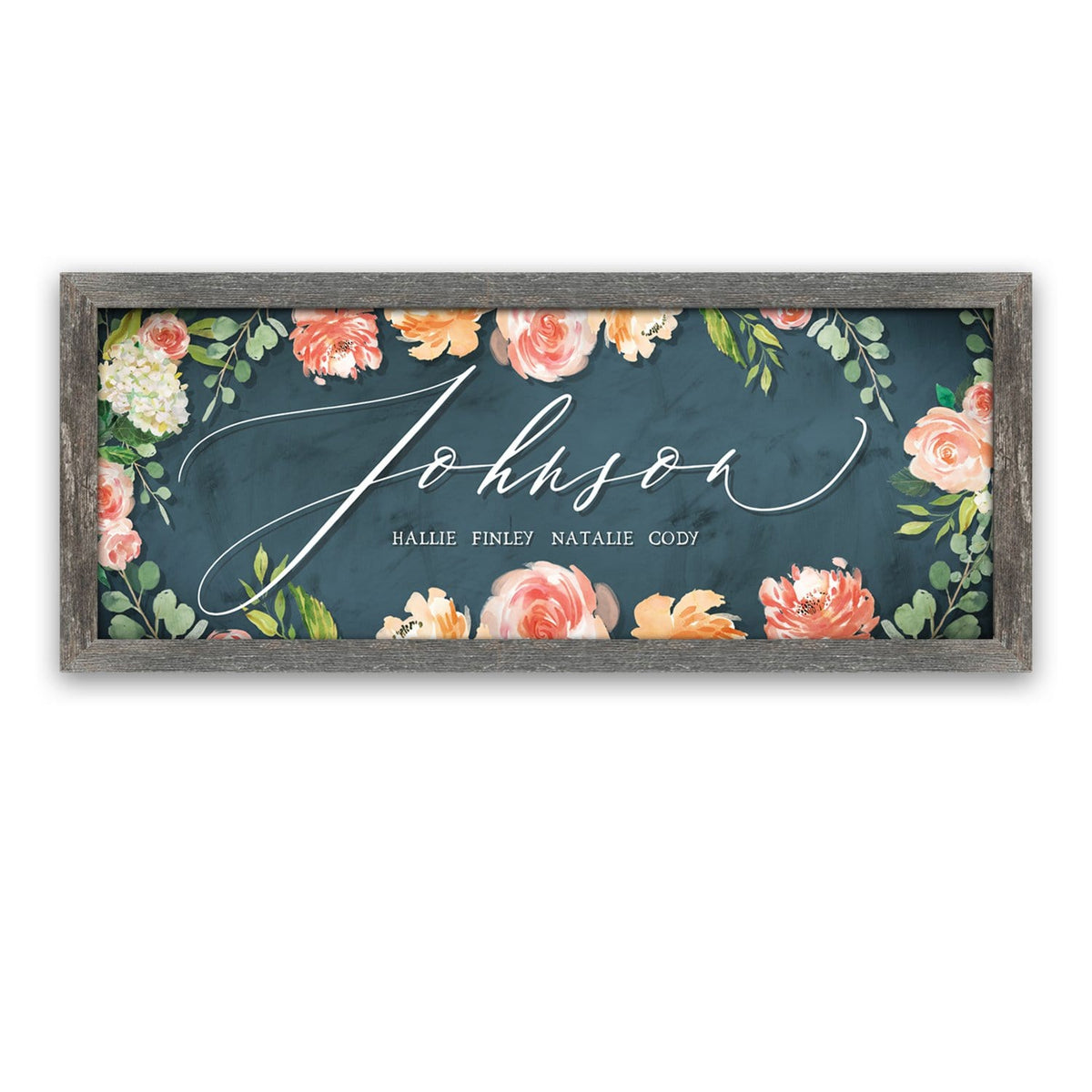 Personal-Prints art 13.5"x32.5" Canvas (Barnwood frame) Botanical Welcome Sign