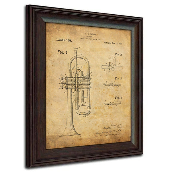 Vintage Brass Instrument Patent Art | Gifts for Music Teacher