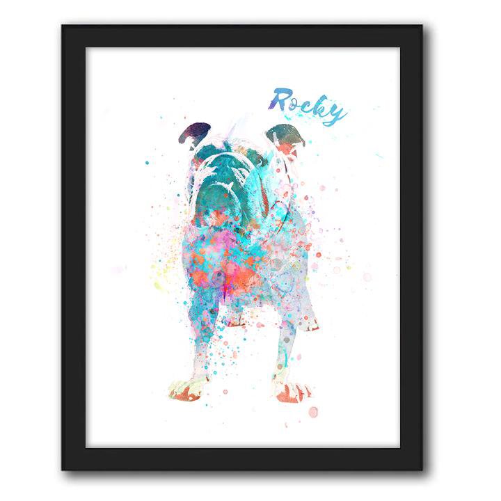 Personal-Prints art 12.5"x15.5" Framed Canvas Bulldog Watercolor Print