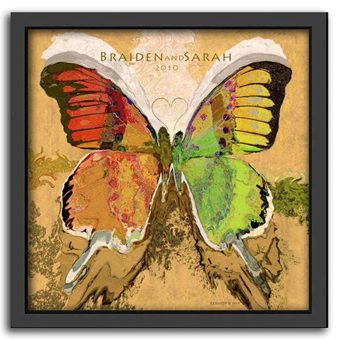 Personal-Prints art 15"x15" Framed Canvas Butterflies