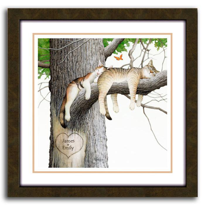 Personal-Prints art 14"x14" Framed Canvas Catnap Personalized Art