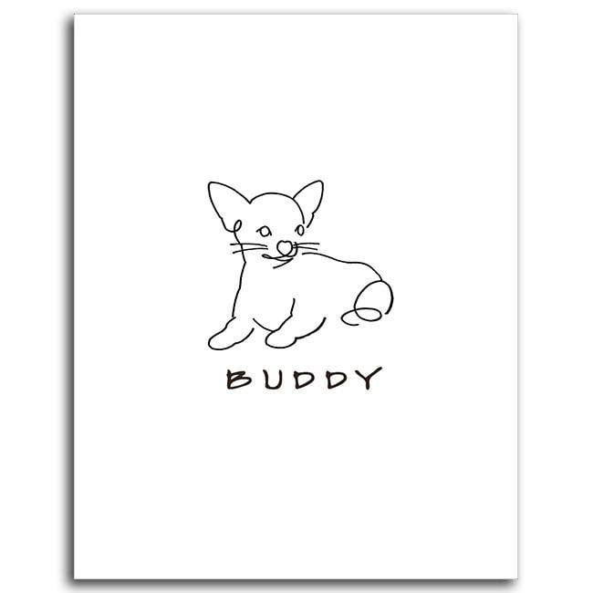 Personal-Prints art 6"x8" Mini Block Mount Chihuahua Line Drawing