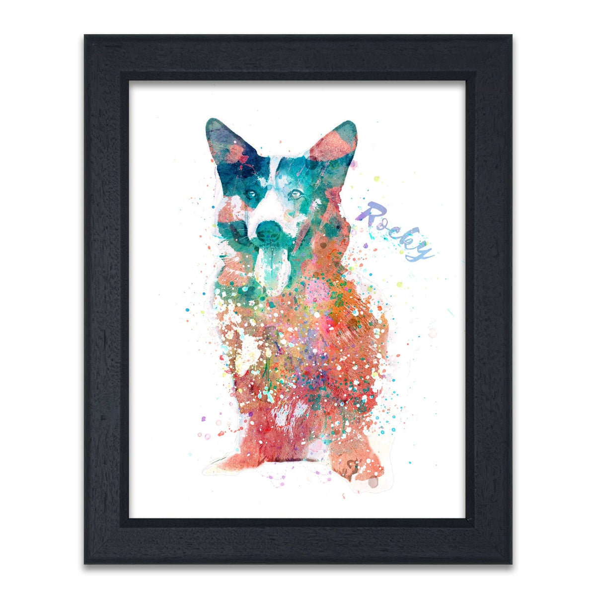Personal-Prints art 14"x17" Under Glass Corgi Watercolor Print