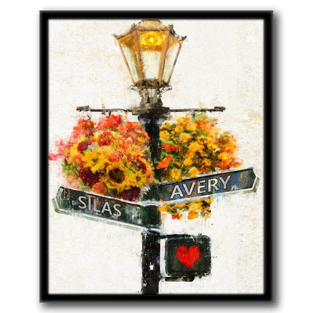 Personal-Prints art 12.5"x15.5" Framed Canvas Crossroads - Autumn