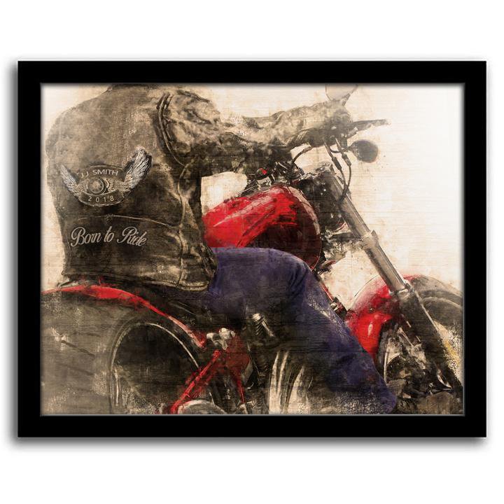 Personal-Prints art 12.5"x15.5" Framed Canvas Custom Chopper