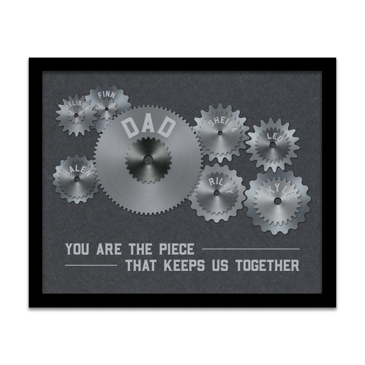 Personal-Prints art 12.5"x15.5" Framed Canvas Dad & Children Gears