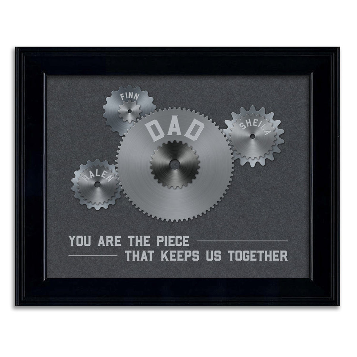 Personal-Prints art 14"x17" Under Glass Dad & Children Gears