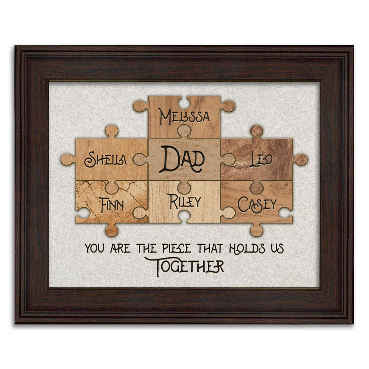 Personal-Prints art 14"x17" Under Glass Dad & Children Puzzle Pieces