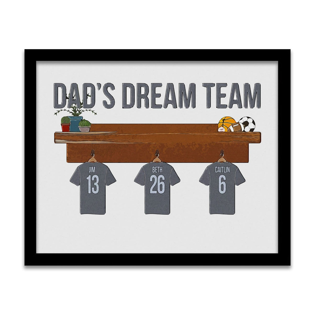 Personal-Prints art 12.5"x15.5" Framed Canvas Dad's Dream Team