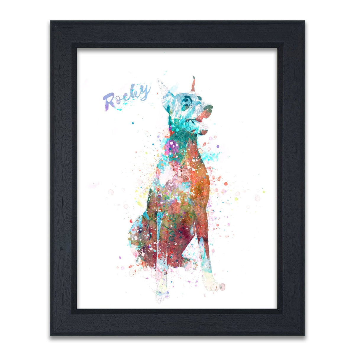 Personal-Prints art 14"x17" Under Glass Doberman Watercolor Print