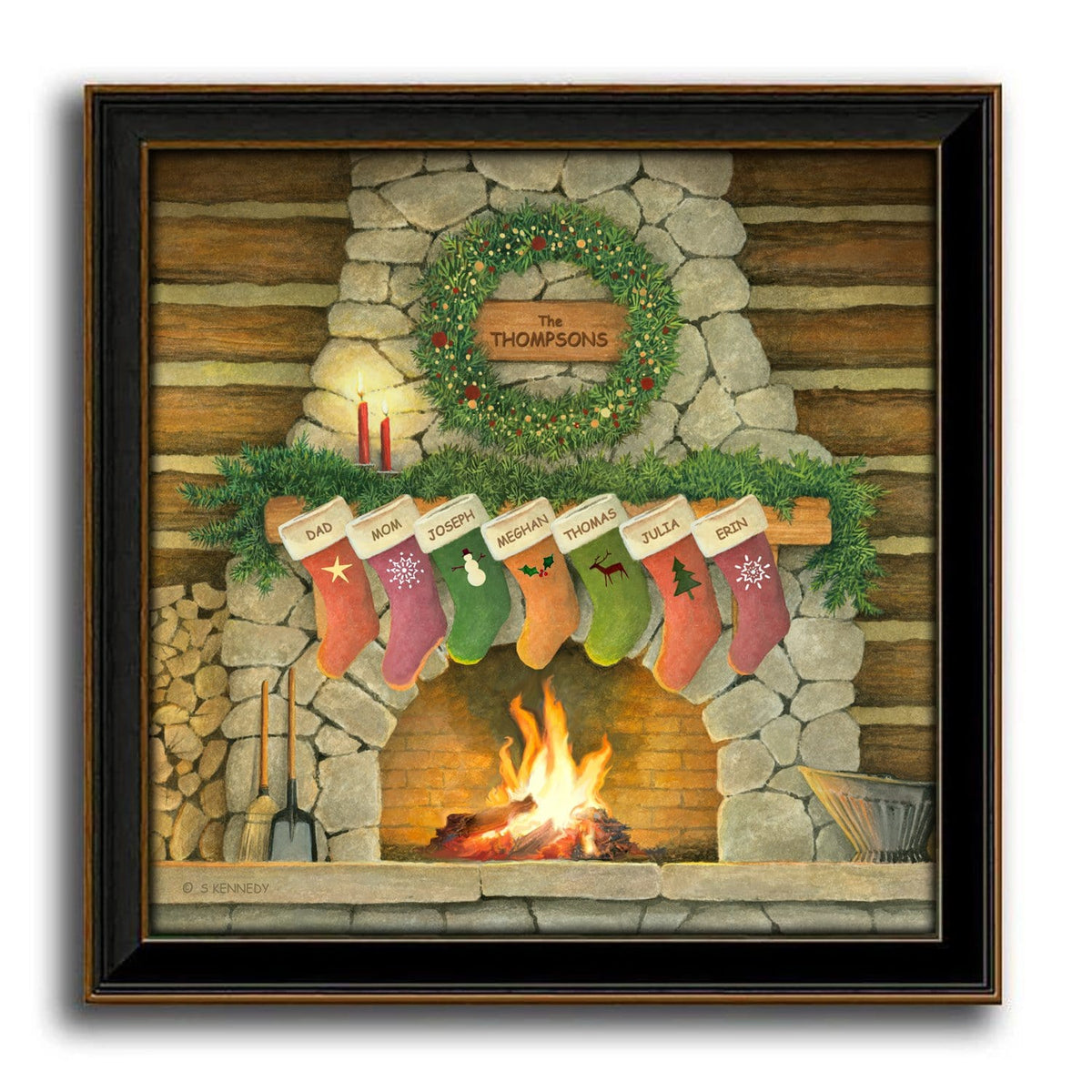 Personal-Prints art 14"x14" Framed Canvas Family Christmas