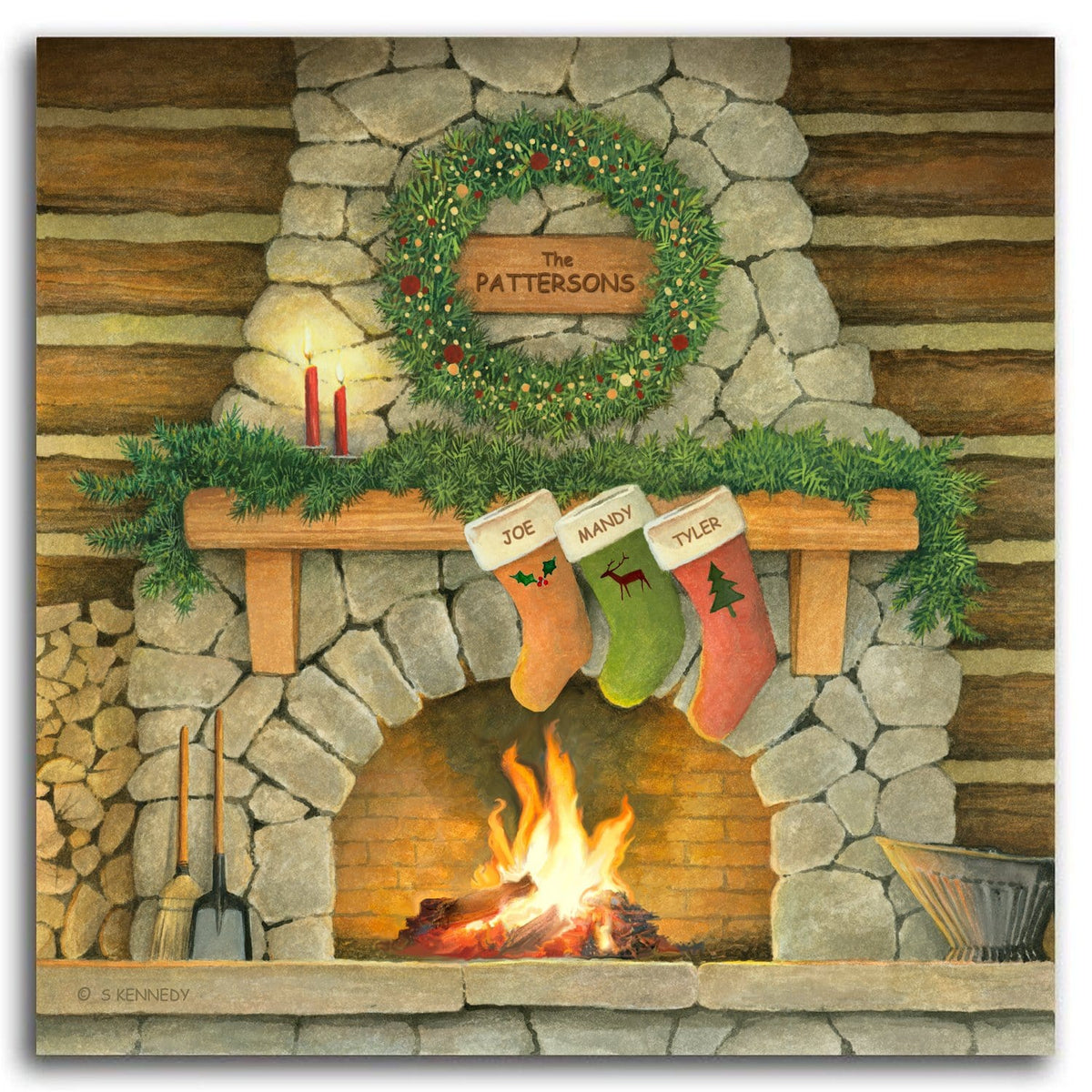 Personal-Prints art 16"x16" Block Mount Family Christmas