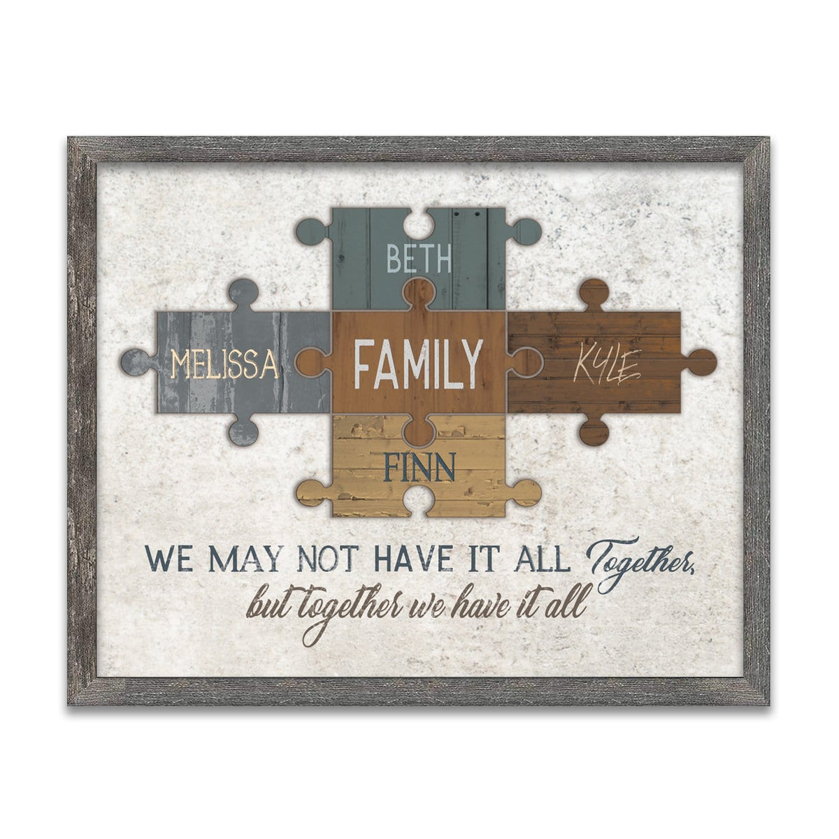 Personal-Prints art 12.5"x15.5" Framed Canvas Family Puzzle Pieces