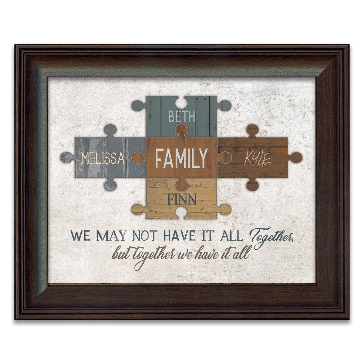 Personal-Prints art 14"x17" Under Glass Family Puzzle Pieces