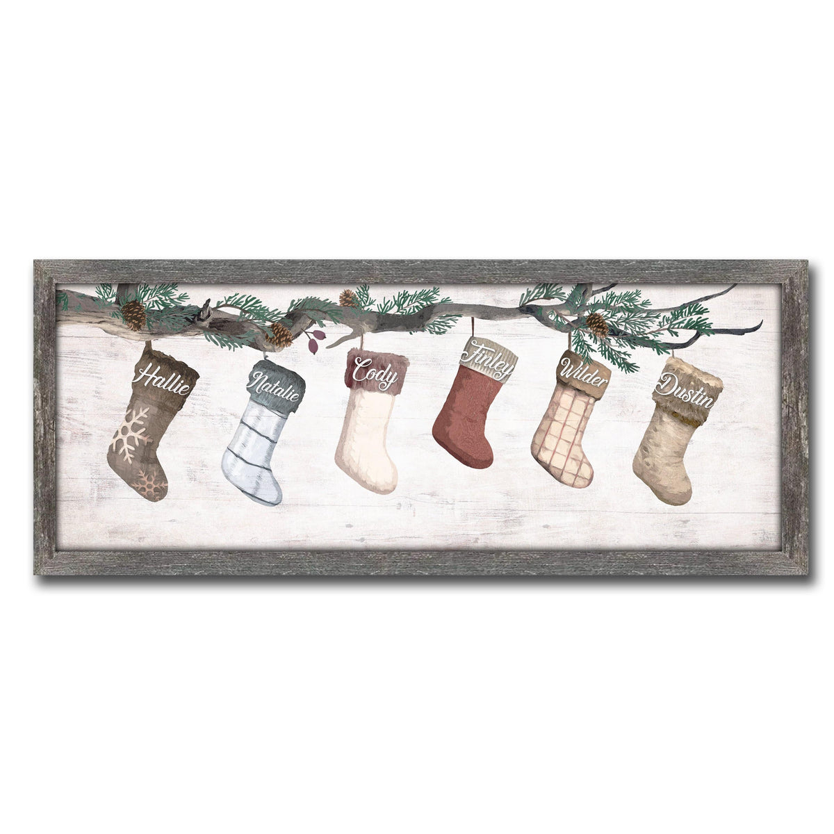 Personal-Prints art 13.5"x32.5" Framed Canvas Family Stockings Personalized Art