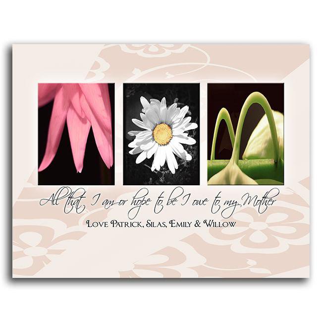 Personal-Prints art 11"x14" Block Mount Floral Name Print - Mom