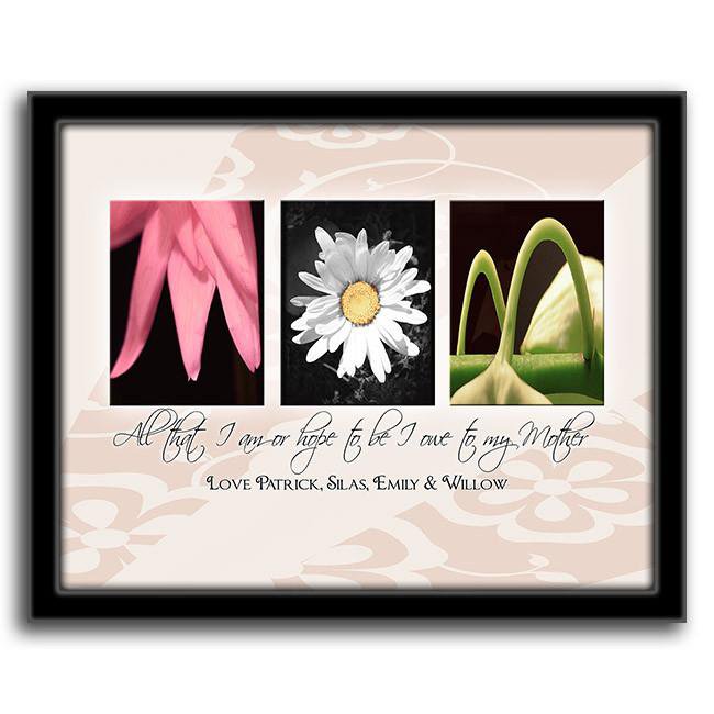 Personal-Prints art 12.5"x15.5" Framed Canvas Floral Name Print - Mom