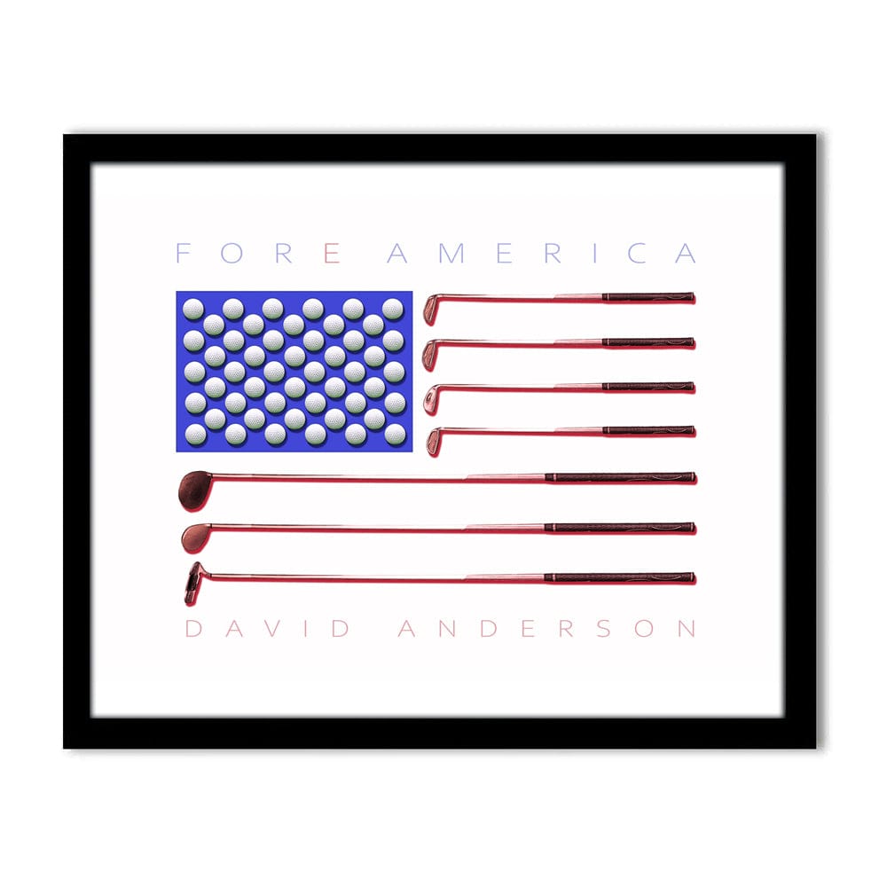 Personal-Prints art 12.5"x15.5" Framed Canvas Fore America Golf Art