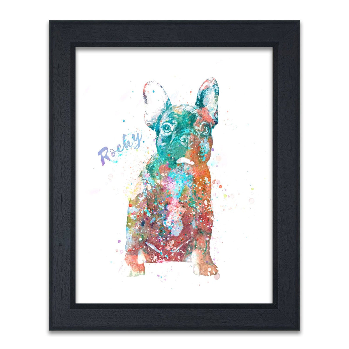 Personal-Prints art 14"x17" Under Glass French Bulldog Watercolor Print