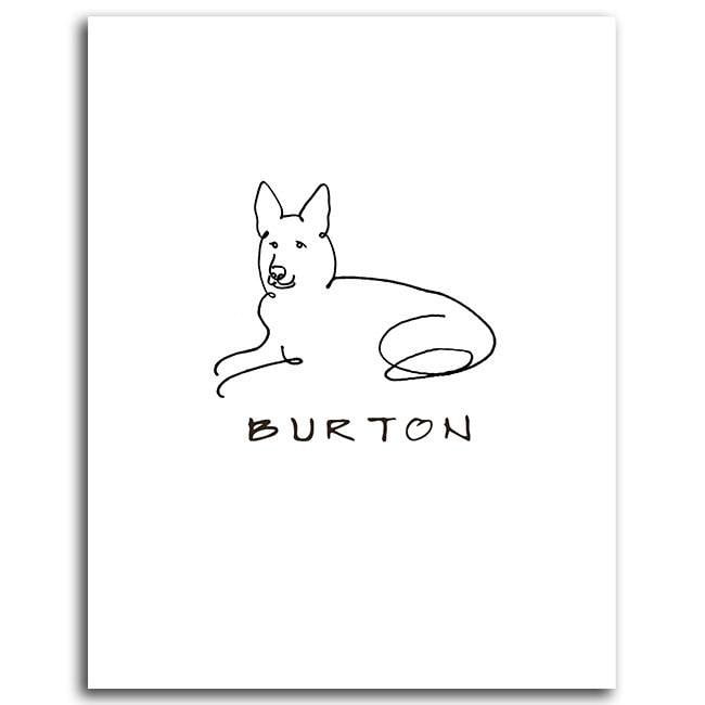Personal-Prints art 6"x8" Mini Block Mount German Shepherd Line Art