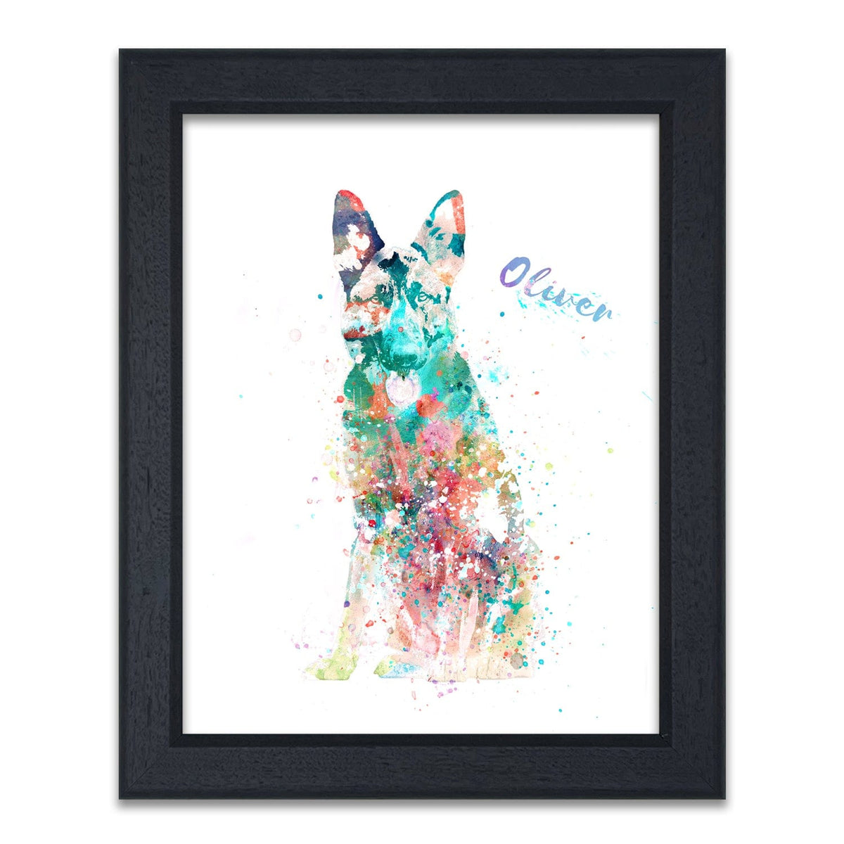 Personal-Prints art 14"x17" Under Glass German Shepherd Watercolor Print