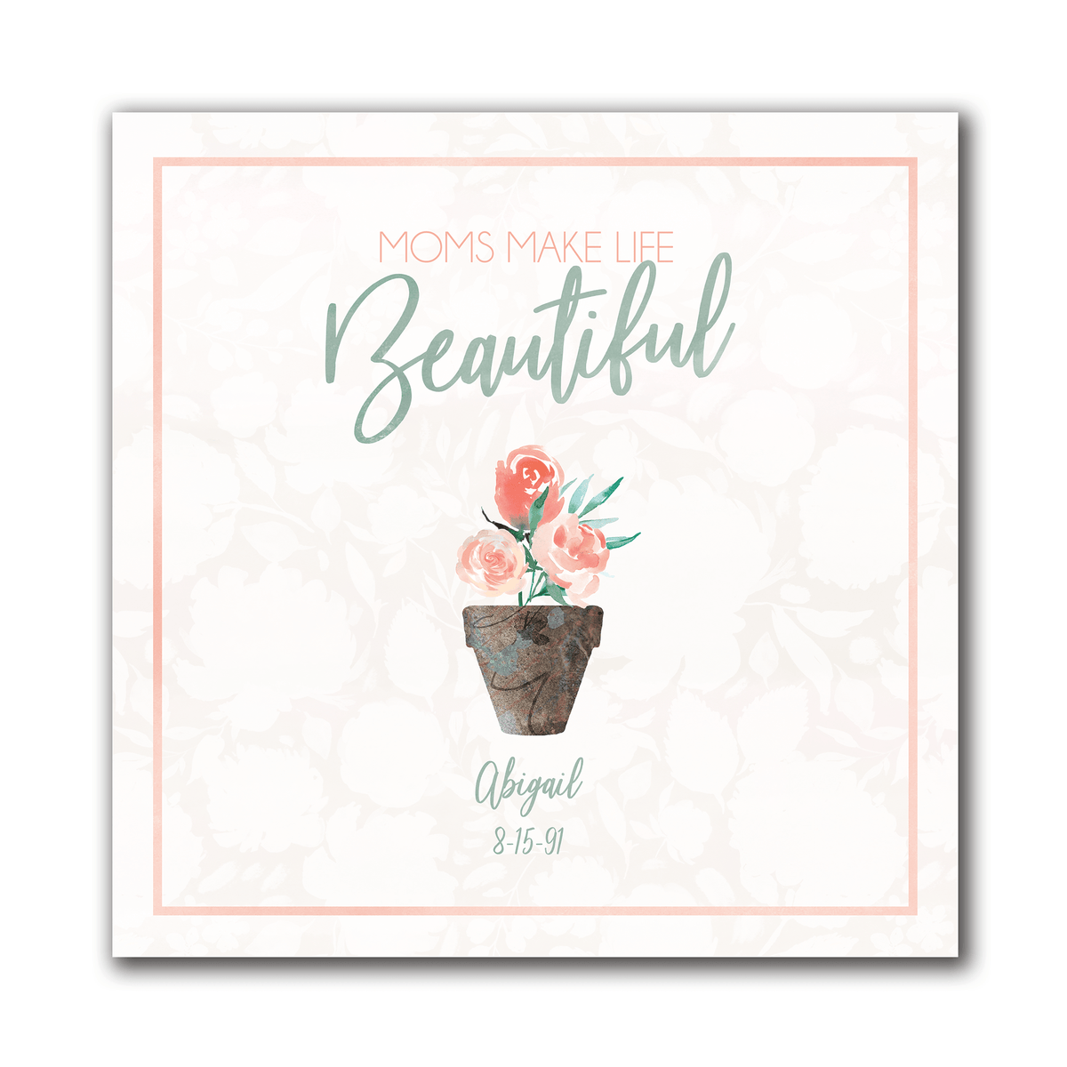 Personal-Prints art 16"x16" Block Mount Gift for Mom - Birth Month Flowers