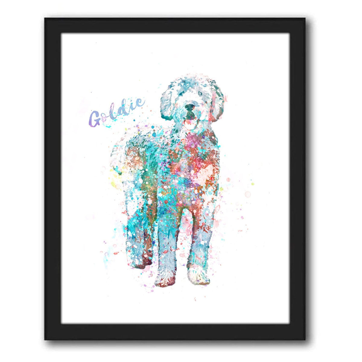 Personal-Prints art 12.5"x15.5" Framed Canvas GoldenDoodle Watercolor Print