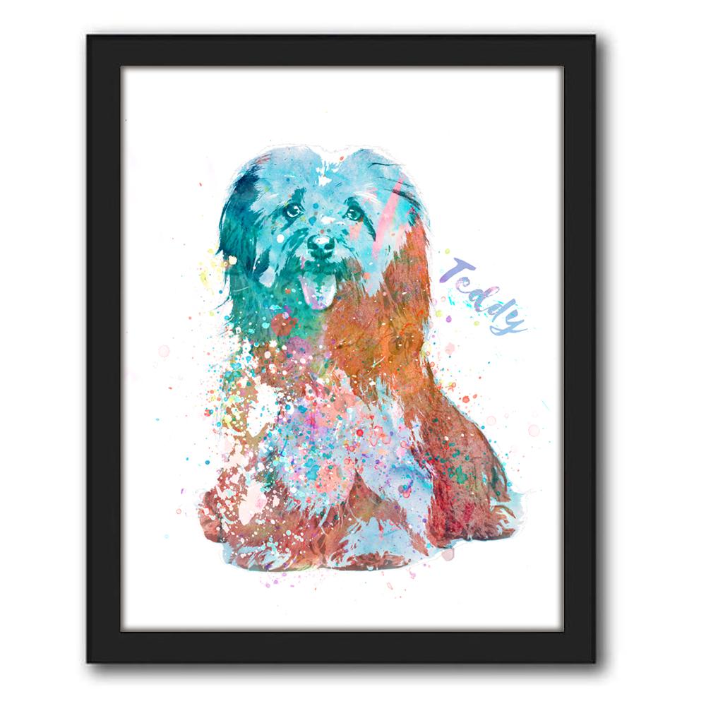 Personal-Prints art 12.5"x15.5" Framed Canvas Havanese Watercolor Print