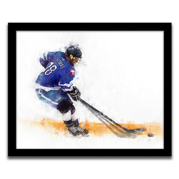 Personal-Prints art 12.5"x15.5" Framed Canvas Hockey Personalized Print