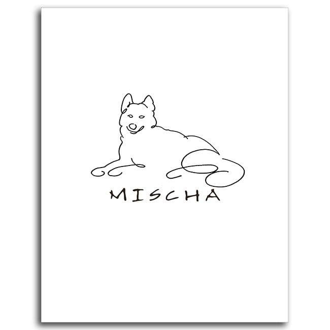 Personal-Prints art 6"x8" Mini Block Mount Husky Dog Line Drawing