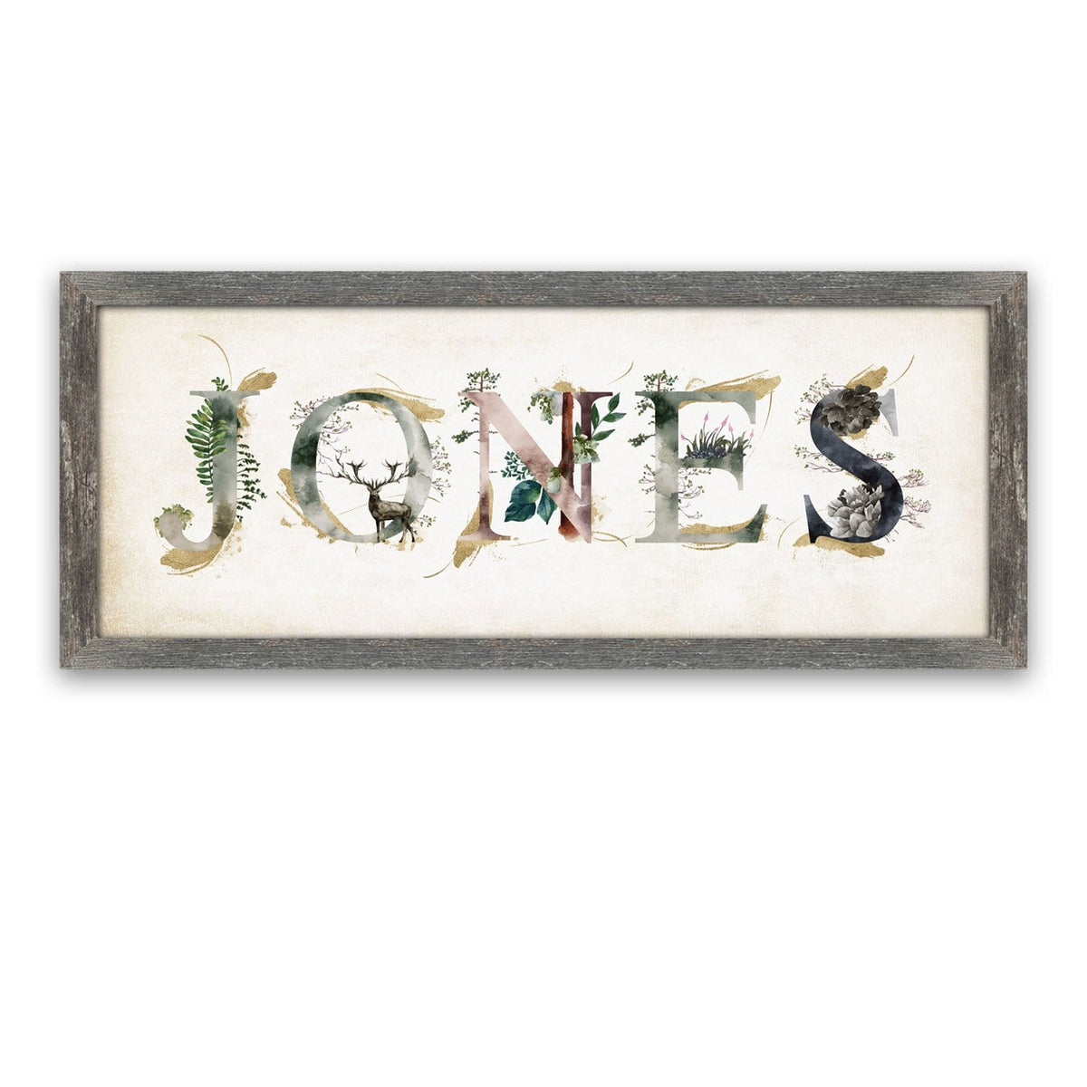 Personal-Prints art 13.5"x32.5" Canvas (Barnwood Frame) Into the Wild Name Art