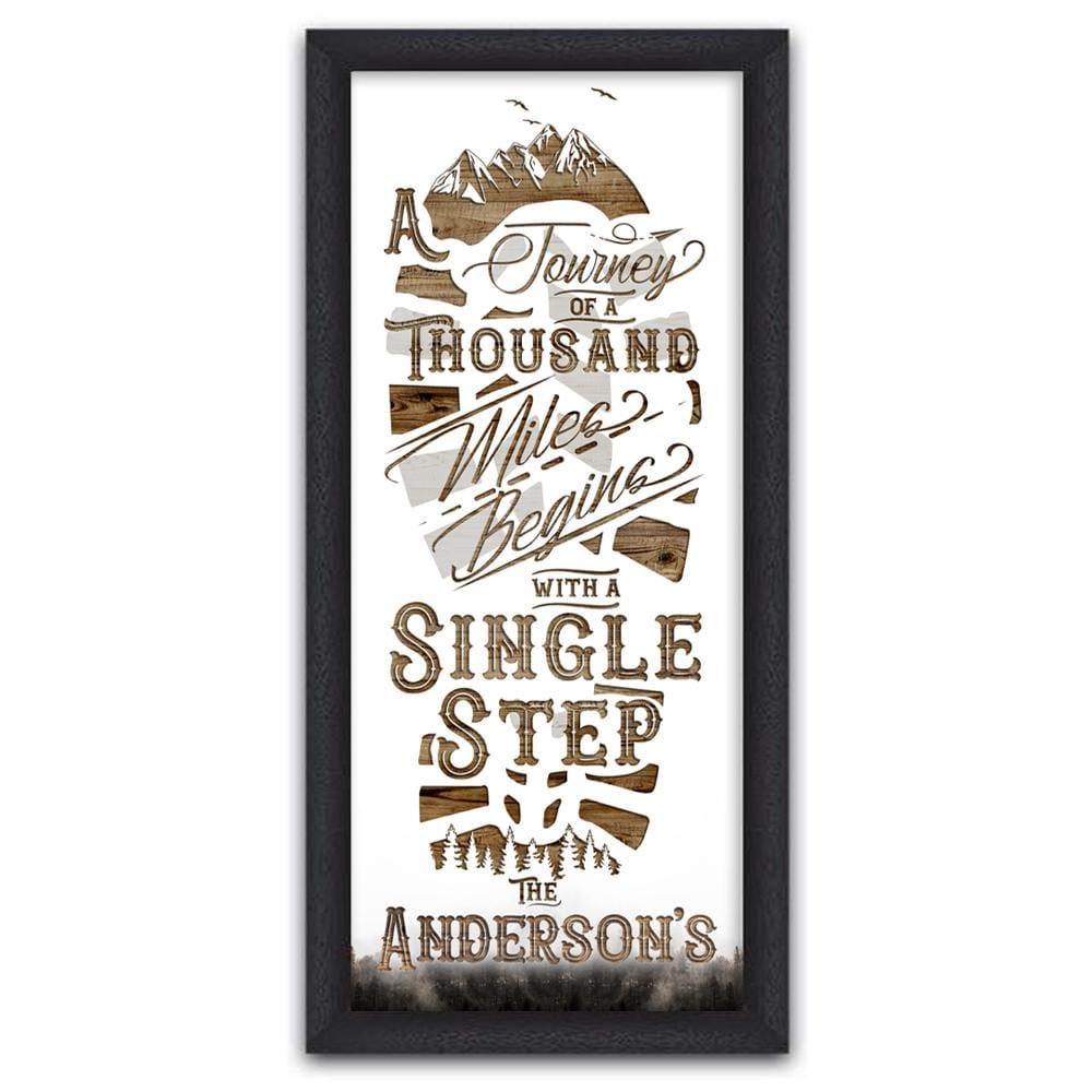 Personal-Prints art 13.5"x32.5" Framed Canvas Journey Begins - Inspirational Quote Art