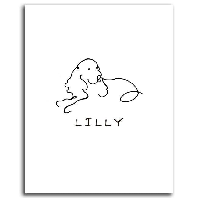 Personal-Prints art 6"x8" Mini Block Mount King Charles Spaniel Dog Line Drawing