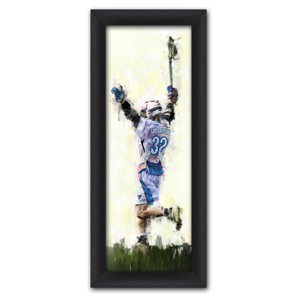 Personal-Prints art 13.5"x32.5" Framed Canvas Lacrosse Personalized Print